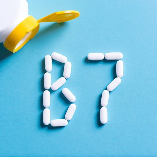 Biotin tablets laying on the table